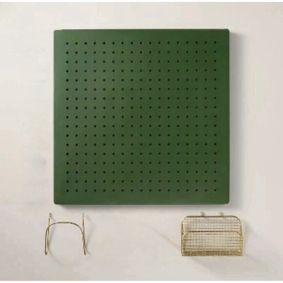 Large Metal Pegboard Wall Organizer Set Green/Gold - Hearth & Hand Magnolia READ - Picture 2 of 5